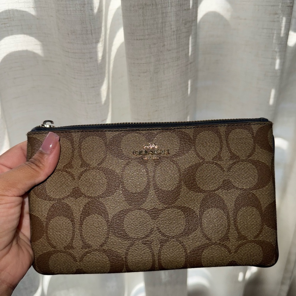 Coach Tan and Brown Signature Pouch